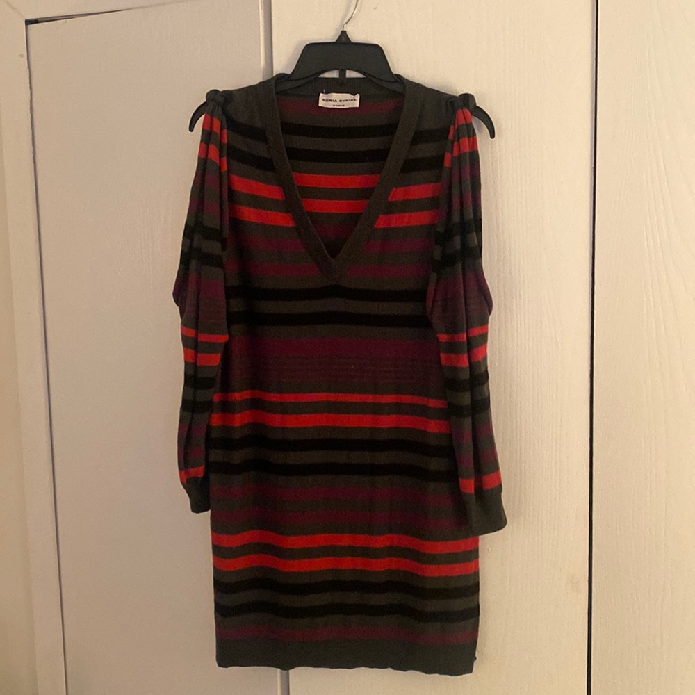 Striped Funky-Arm Sweater Dress
